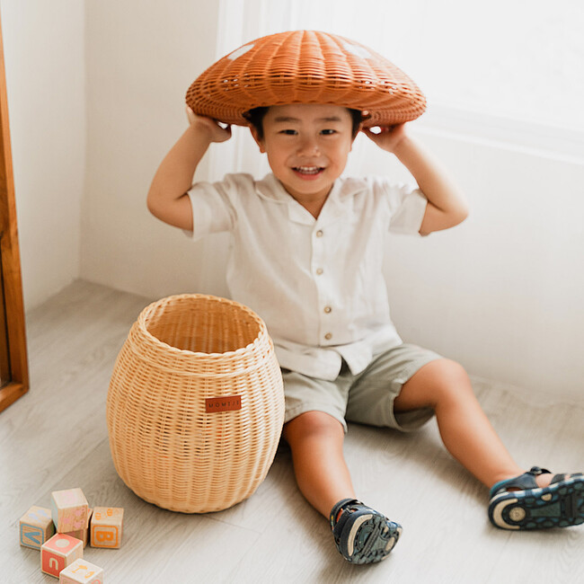 Mushroom Handcrafted Rattan Storage Basket, Natural - Storage Baskets - 4