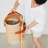 Eric Handcrafted Rattan Luggy With Detachable Tote Bag & Wooden Wheels, Natural - Push & Pull - 5