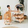 Kids Handcrafted Rattan Shopping Cart With Baby Seat, Natural - Push & Pull - 5