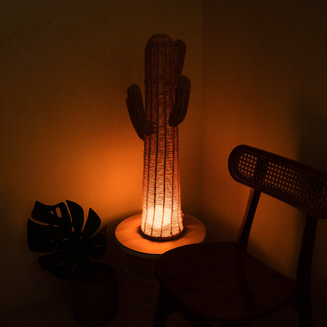 Cactus Handcrafted Rattan Coat Stand Ambient Light, Natural - Lighting - 2