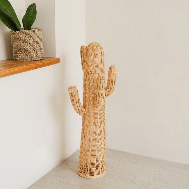 Cactus Handcrafted Rattan Coat Stand Ambient Light, Natural - Lighting - 3