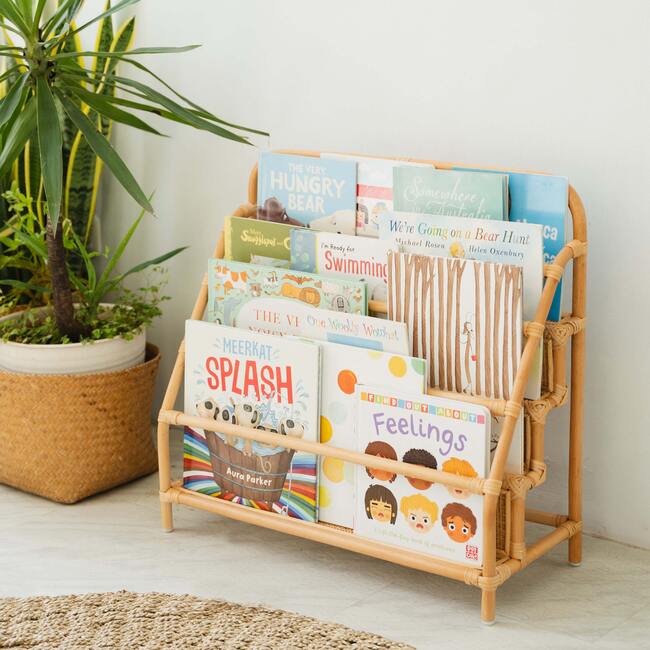 Elena Handcrafted Rattan Book Display Shelf, Natural - Bookcases - 2