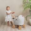 Colette Handcrafted Rattan Doll Stroller With Wooden Wheels & Toy Mattress, White - Push & Pull - 2