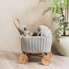 Colette Handcrafted Rattan Doll Stroller With Wooden Wheels & Toy Mattress, White - Push & Pull - 3