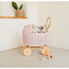 Colette Handcrafted Rattan Doll Stroller With Wooden Wheels & Toy Mattress, Soft Pink - Push & Pull - 5