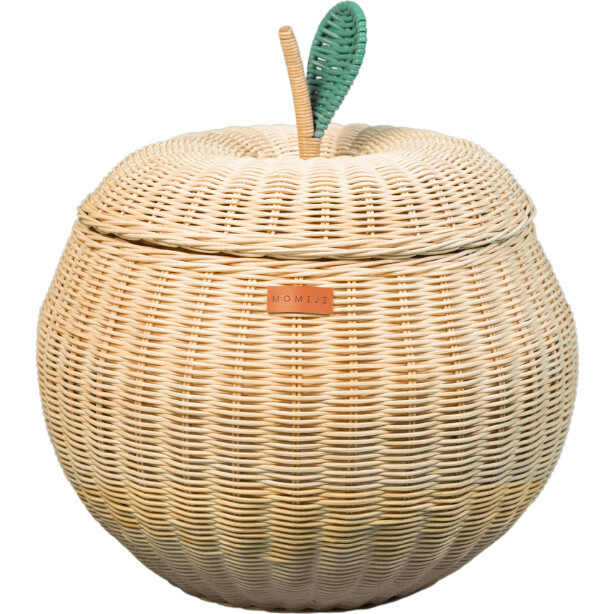 Apple Handcrafted Rattan Storage Basket With Removable Lining, Natural