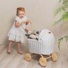 Colette Handcrafted Rattan Doll Stroller With Wooden Wheels & Toy Mattress, White - Push & Pull - 5