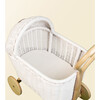 Colette Handcrafted Rattan Doll Stroller With Wooden Wheels & Toy Mattress, White - Push & Pull - 6