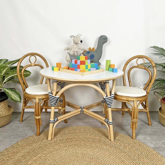 Amélie Kids Handcrafted Rattan Chair With Cushion, Honey Brown - Kids Seating - 4