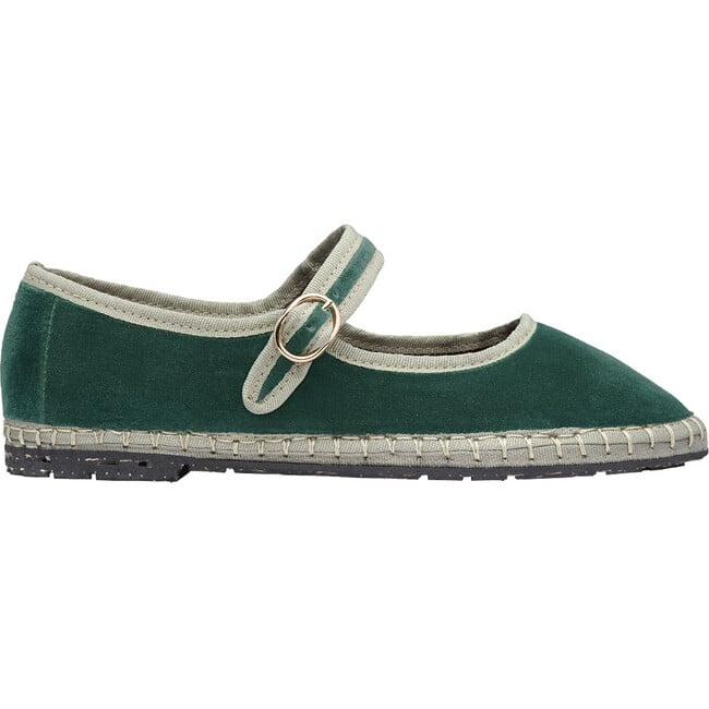 Women's Jay Piped Velvet Mary Jane Shoes, Green