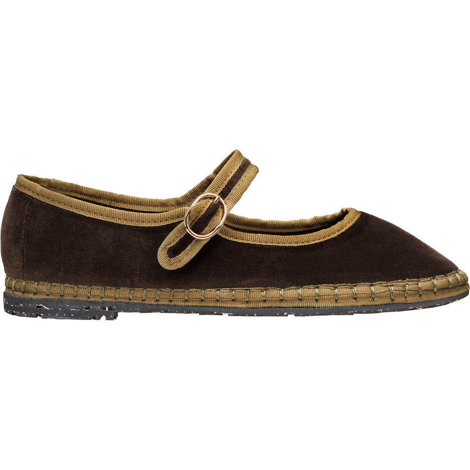 Women's Ulla Piped Velvet Mary Jane Shoes, Brown - Mary Janes - 1