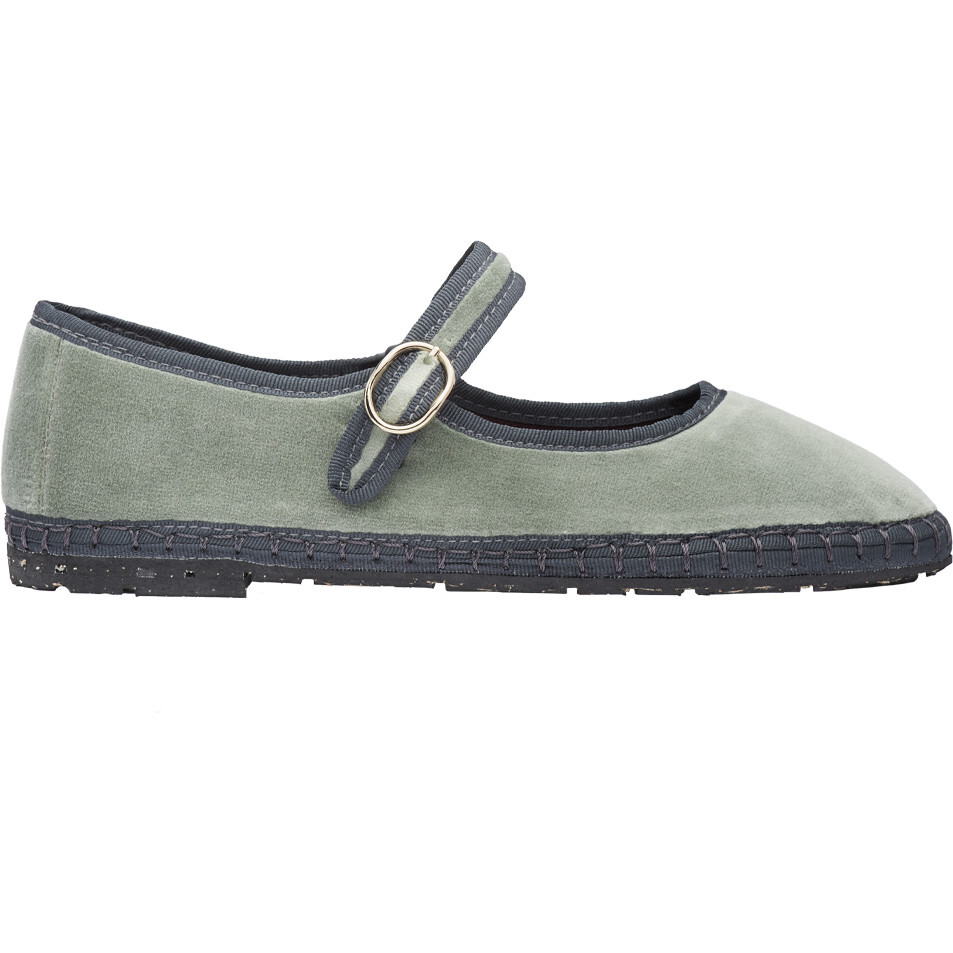 Women's Prynne Piped Velvet Mary Jane Shoes, Green & Grey - Mary Janes - 1