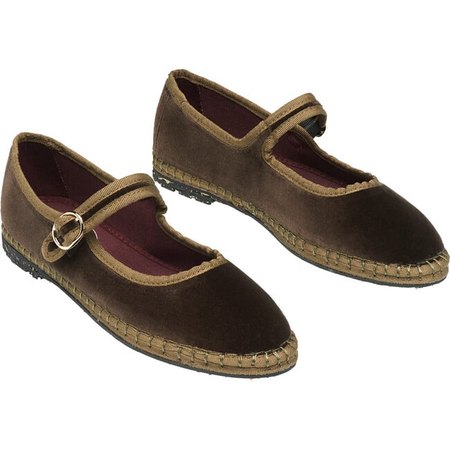 Women's Ulla Piped Velvet Mary Jane Shoes, Brown - Mary Janes - 2