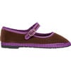 Women's Archer Piped Velvet Mary Jane Shoes, Brown & Purple - Mary Janes - 1 - thumbnail