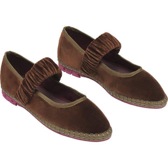 Women's Mafalda Ulla Piped Velvet Mafalda Shoes, Brown - Mary Janes - 2