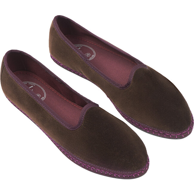 Women's Agustina Piped Velvet Slip-On Shoes, Brown - Slip Ons - 2