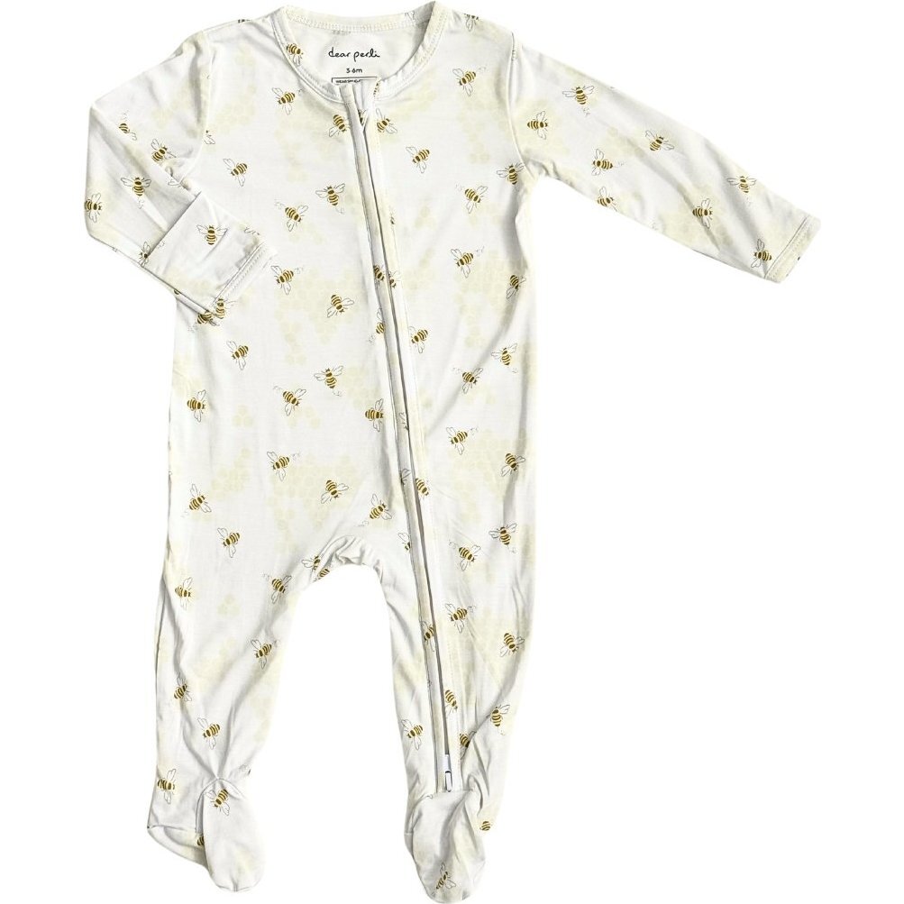 Zippered Footie, Busy Bees - Footie Pajamas - 1