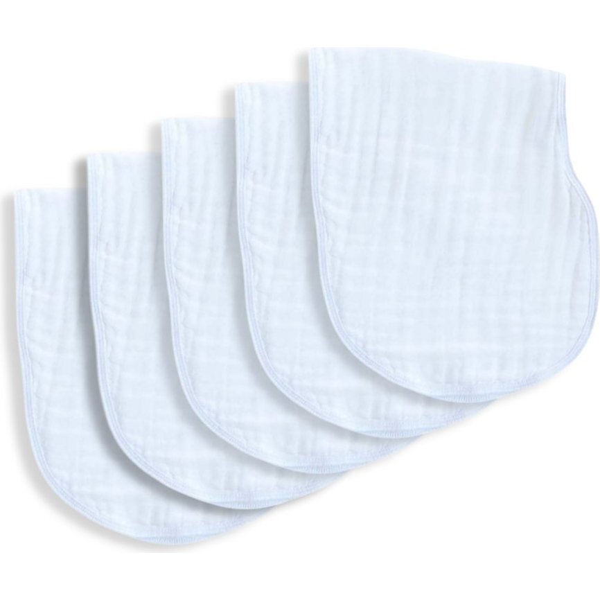 2-in-1 Burp Cloth Bibs, Solid White 5 Pack - Bibs - 1
