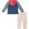 Infant Red/Navy/Heaterh Grey Jersey Hooded Tee & Jogger Set - Mixed Apparel Set - 2