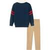 Kids Collared Sweater & Hybrid Pant, Navy & Cognac - Mixed Apparel Set - 2