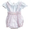 Sweet Embroidered Gingham Romper, Pink - Rompers - 1 - thumbnail