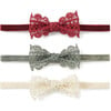 Xmas Lacey Bow Velvet Headband, Multicolors (Pack Of 3) - Hair Accessories - 1 - thumbnail