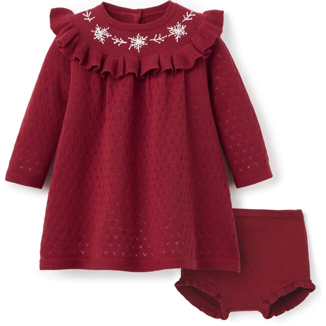 Snowflake Dress & Bloomer, Red