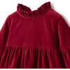 Velveteen Ruffle Collar Juliet Sleeve Dress & Bloomers, Festive Red - Dresses - 2