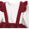 Velveteen Bodysuit & Jumper Skirt, Festive Red - Dresses - 2