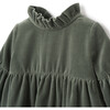 Velveteen Ruffle Collar Juliet Sleeve Dress & Bloomers, Dusty Green - Dresses - 2