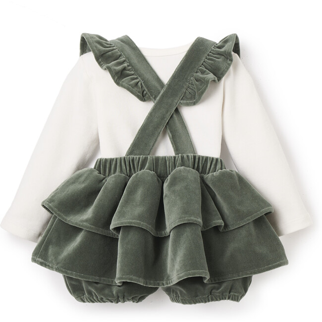 Velveteen Bodysuit & Jumper Skirt, Dusty Green