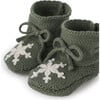 Snowflake Garter Knit Drawstring Booties, Green - Booties - 2