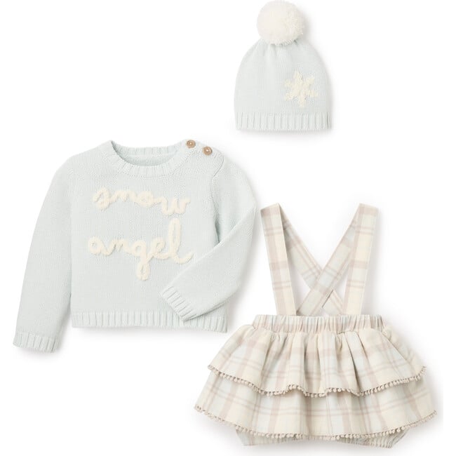 Snow Angel Sweater & Plaid Skirt With Pom Hat, Multicolors - Suits & Separates - 4