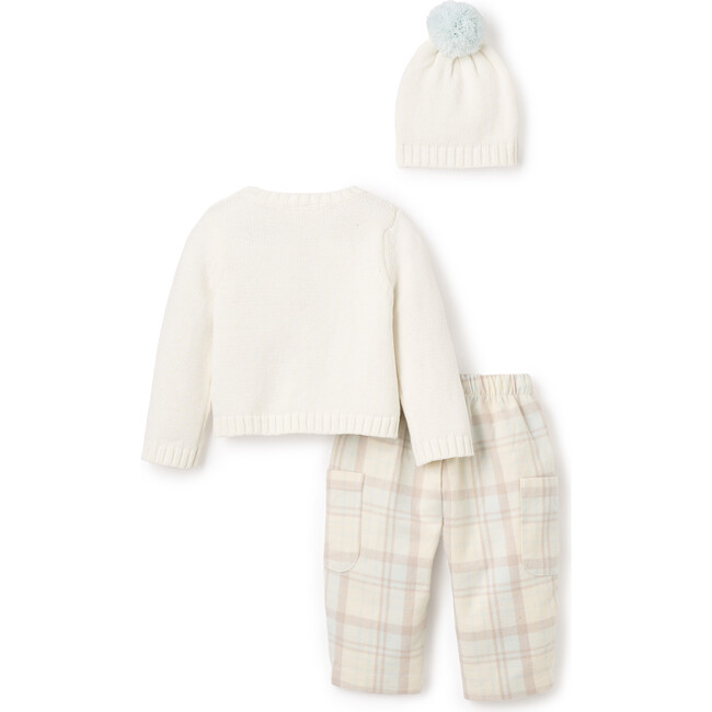 Snowflake Sweater & Plaid Pants With Pom Hat, Multicolors - Suits & Separates - 5