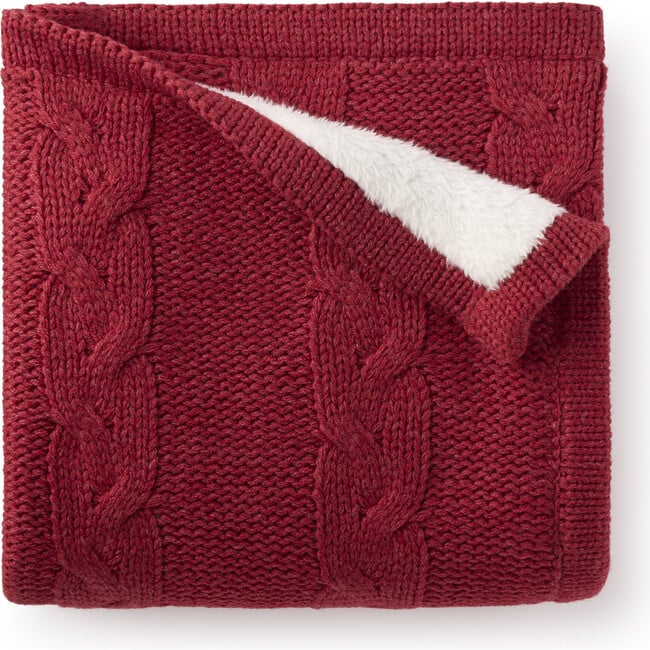 Chunky Cable Fur Back Blanket 30X40, Red