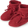 Garter Hand-Crocheted Drawstring Bow Booties, Red - Booties - 2