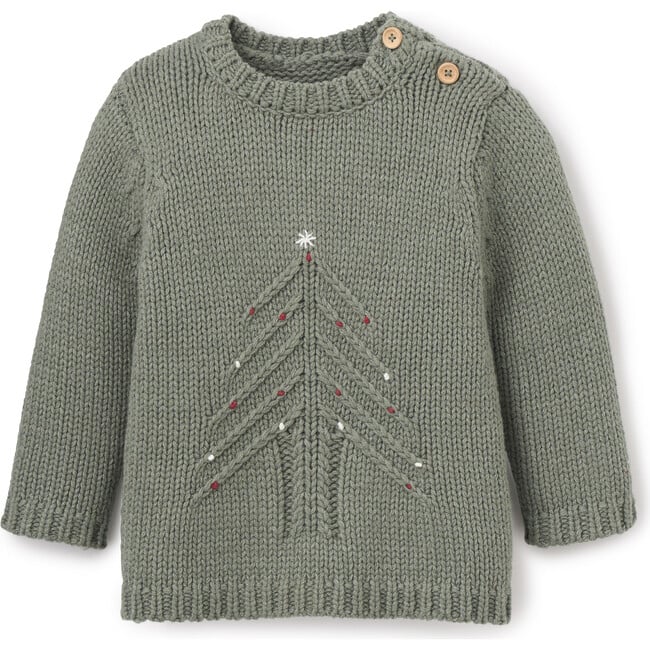 Christmas Tree Knit Pullover Sweater Cardigan, Green