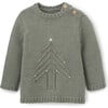 Christmas Tree Knit Pullover Sweater Cardigan, Green - Sweaters - 1 - thumbnail