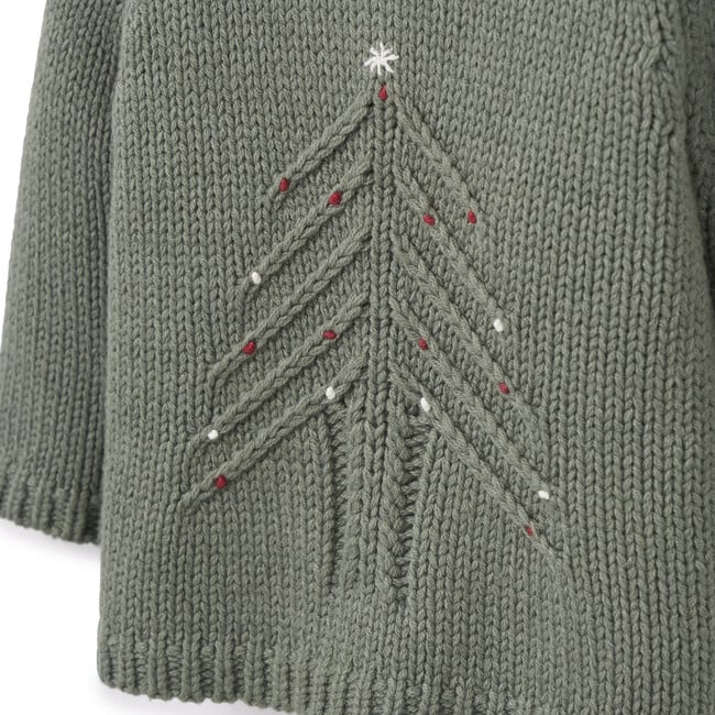 Christmas Tree Knit Pullover Sweater Cardigan, Green - Sweaters - 2