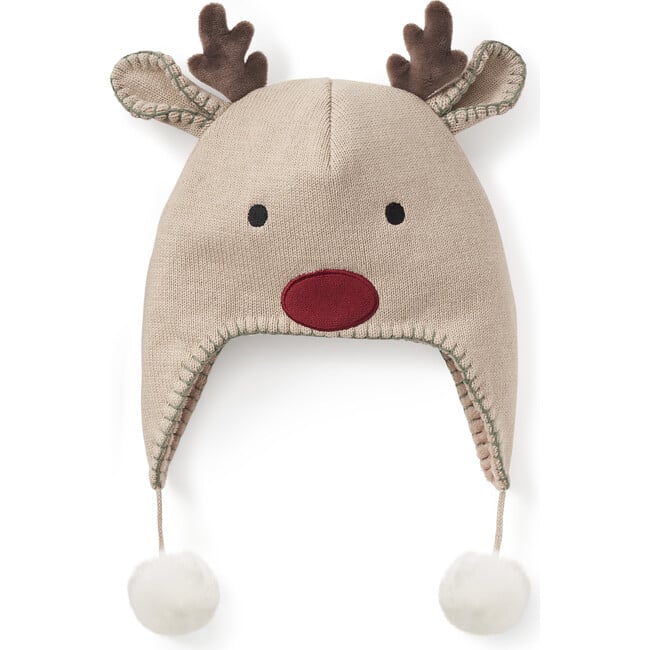 Baby Aviator Reindeer Knit Hat, Brown