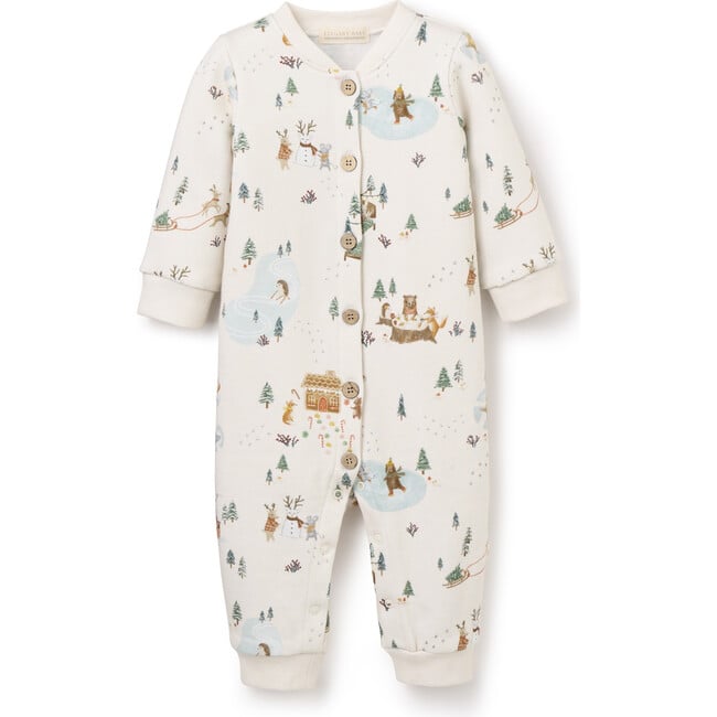 Christmas Print Fleece Jumpsuit, Multicolors