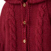 Cable Knit Pom Pom Hooded Cardigan, Red - Cardigans - 3