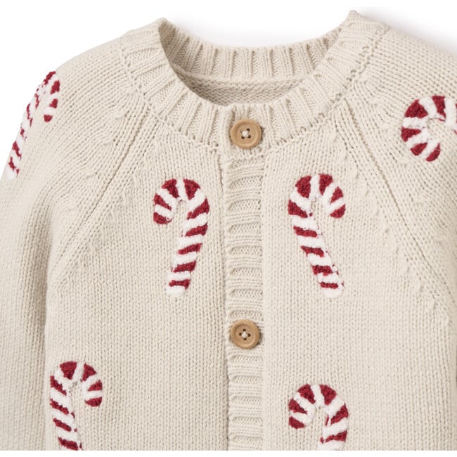 Candycane Cardigan & Knit Pants With Striped Hat Set, Multicolors - Suits & Separates - 2