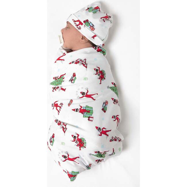 The Elf On The Shelf Bamboo Swaddle & Beanie Set, White - Swaddles - 2