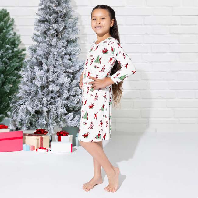 The Elf On The Shelf Bamboo Girls' Long Sleeve Dress, White - Dresses - 5