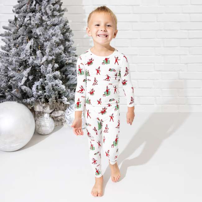 The Elf On The Shelf Bamboo Kids Pajamas, White - Pajamas - 6