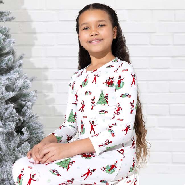 The Elf On The Shelf Bamboo Girls' Long Sleeve Dress, White - Dresses - 6