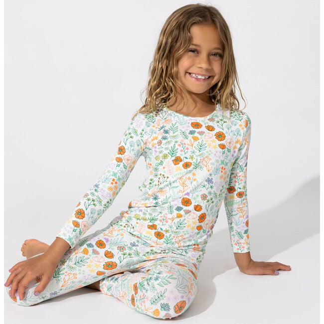 Summer Floral Bamboo Kids Pajamas, Florals - Pajamas - 5