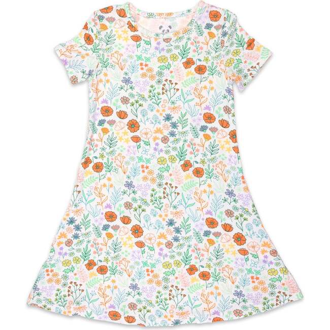 Summer Floral Bamboo Girls' Short Sleeve Dress, Florals