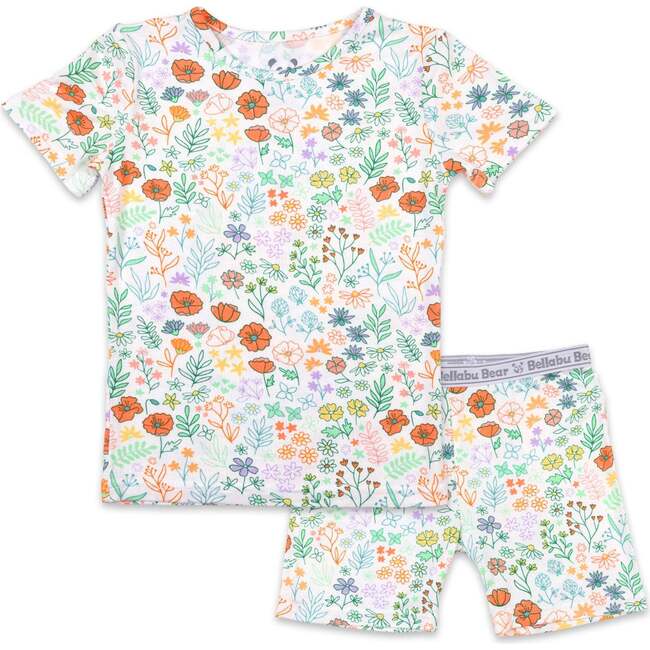 Summer Floral Bamboo Kids Pajama Short Set, Florals